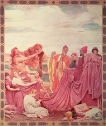 Fenicios comerciando con los primeros británicos, copia de una pintura en la Bolsa Real, publicada en 1895